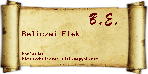 Beliczai Elek névjegykártya